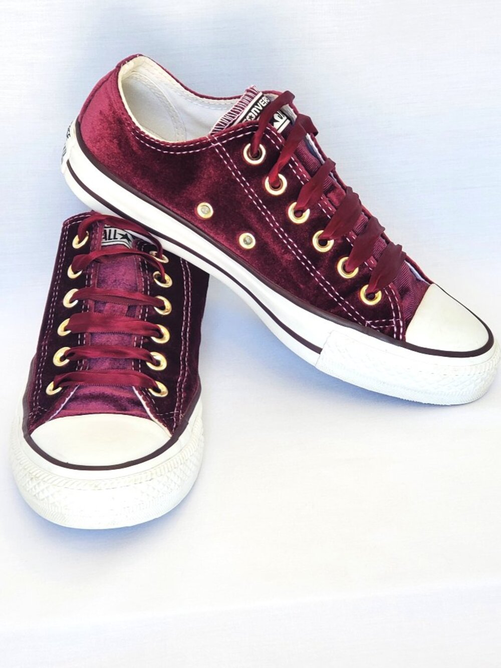 Converse Chuck Taylor All Star Velvet Low Top Burgundy Dark Sangria Womens Size7